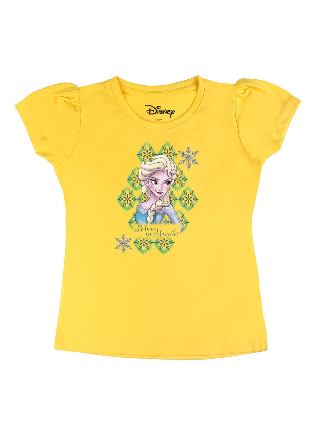 

Disney by Wear Your Mind Girls Yellow Printed Extended Sleeves T-shirt
