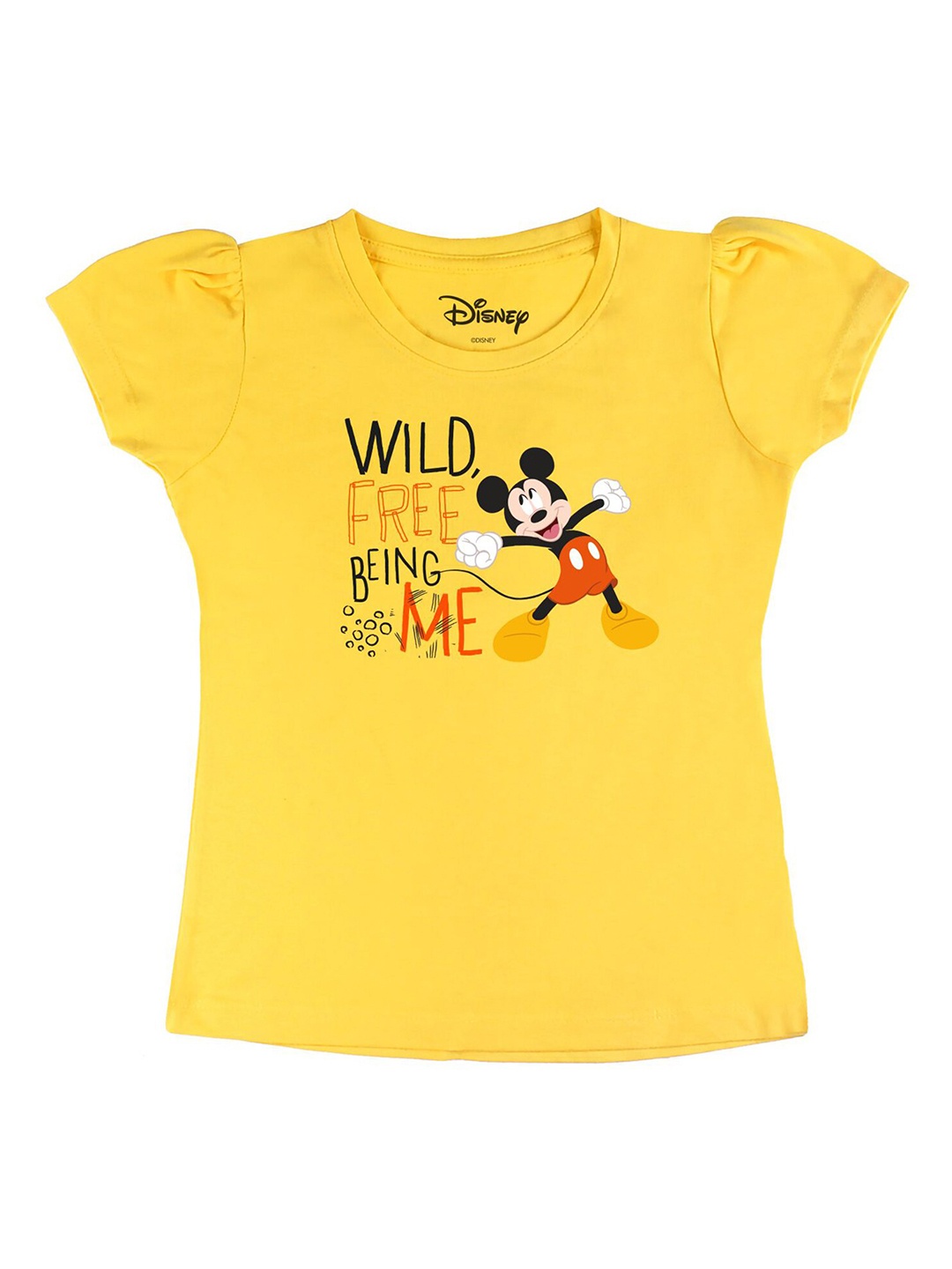 

Disney by Wear Your Mind Girls Yellow Printed T-shirt