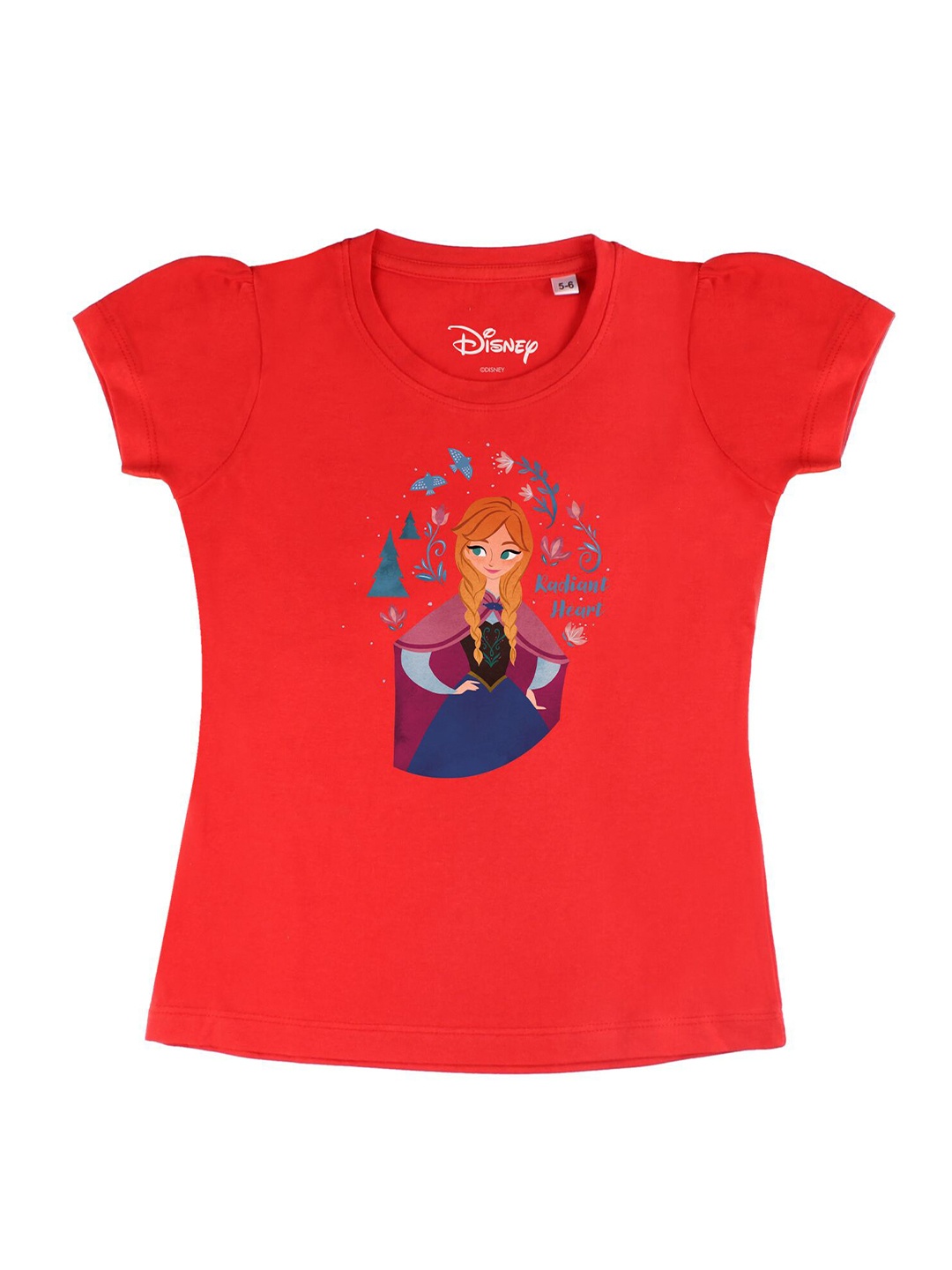 

Disney by Wear Your Mind Girls Red Typography Printed Applique T-shirt
