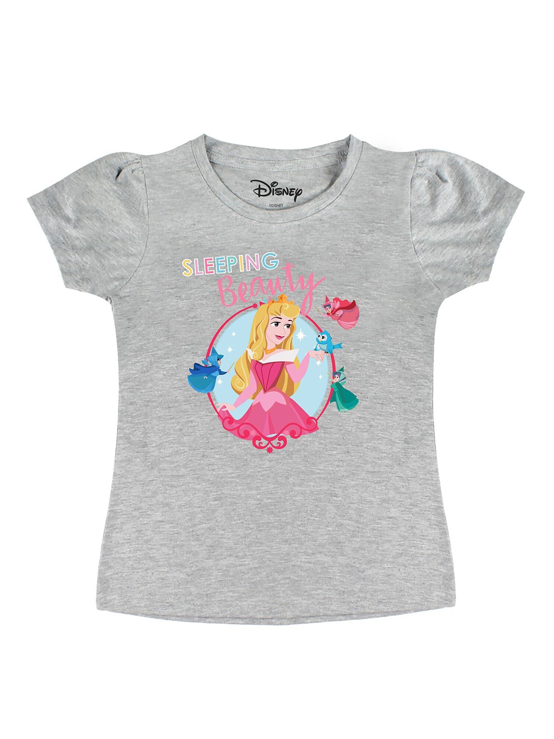 

Disney by Wear Your Mind Girls Grey Printed Applique T-shirt