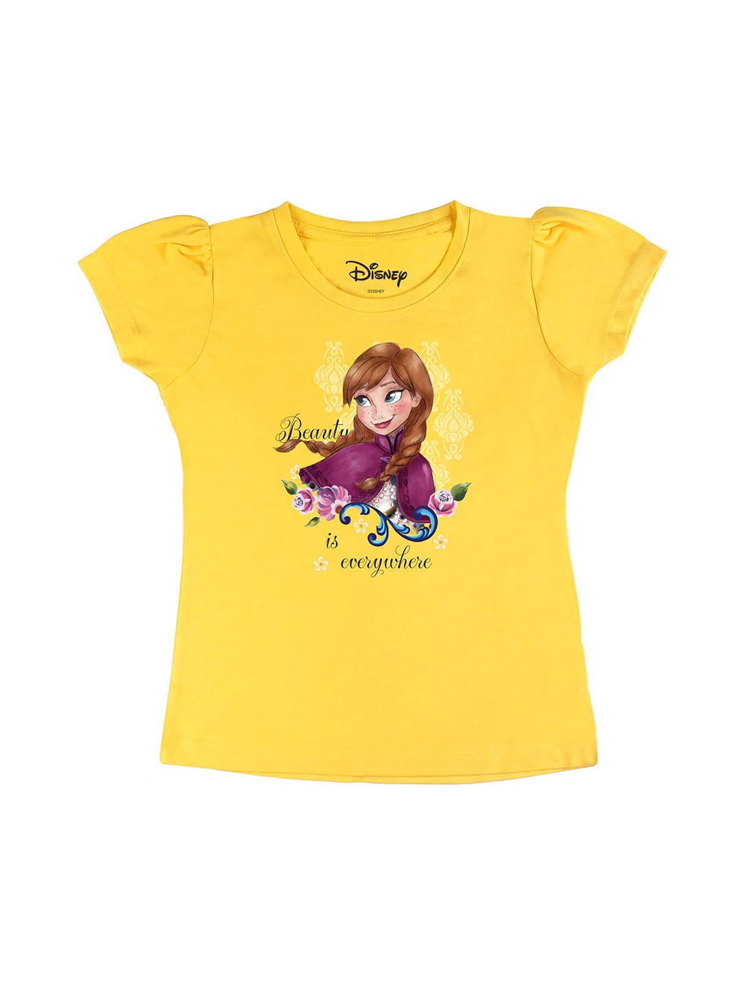 

Disney by Wear Your Mind Girls Yellow Printed V-Neck T-shirt