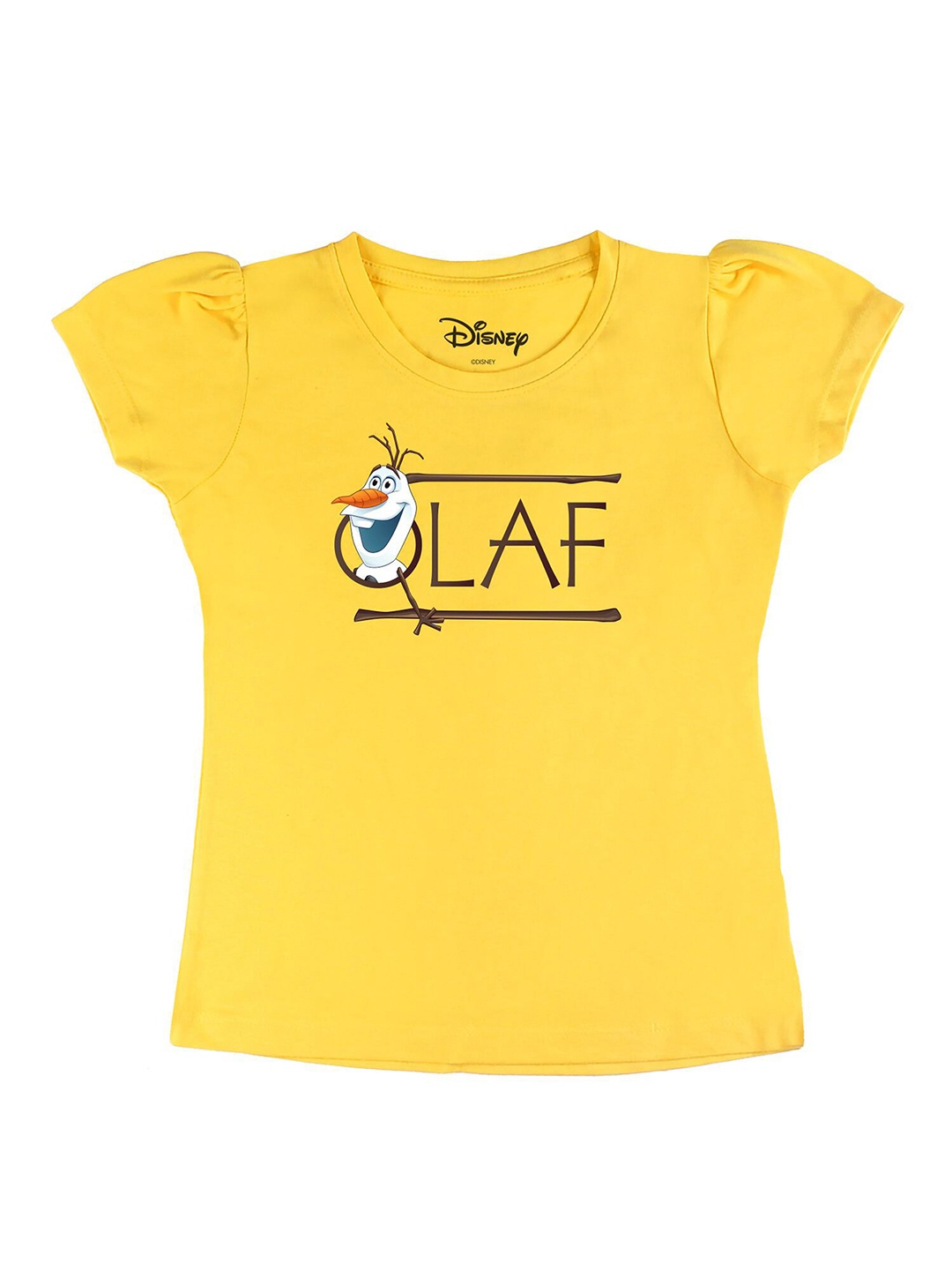

Disney by Wear Your Mind Girls Yellow Typography Printed Extended Sleeves T-shirt
