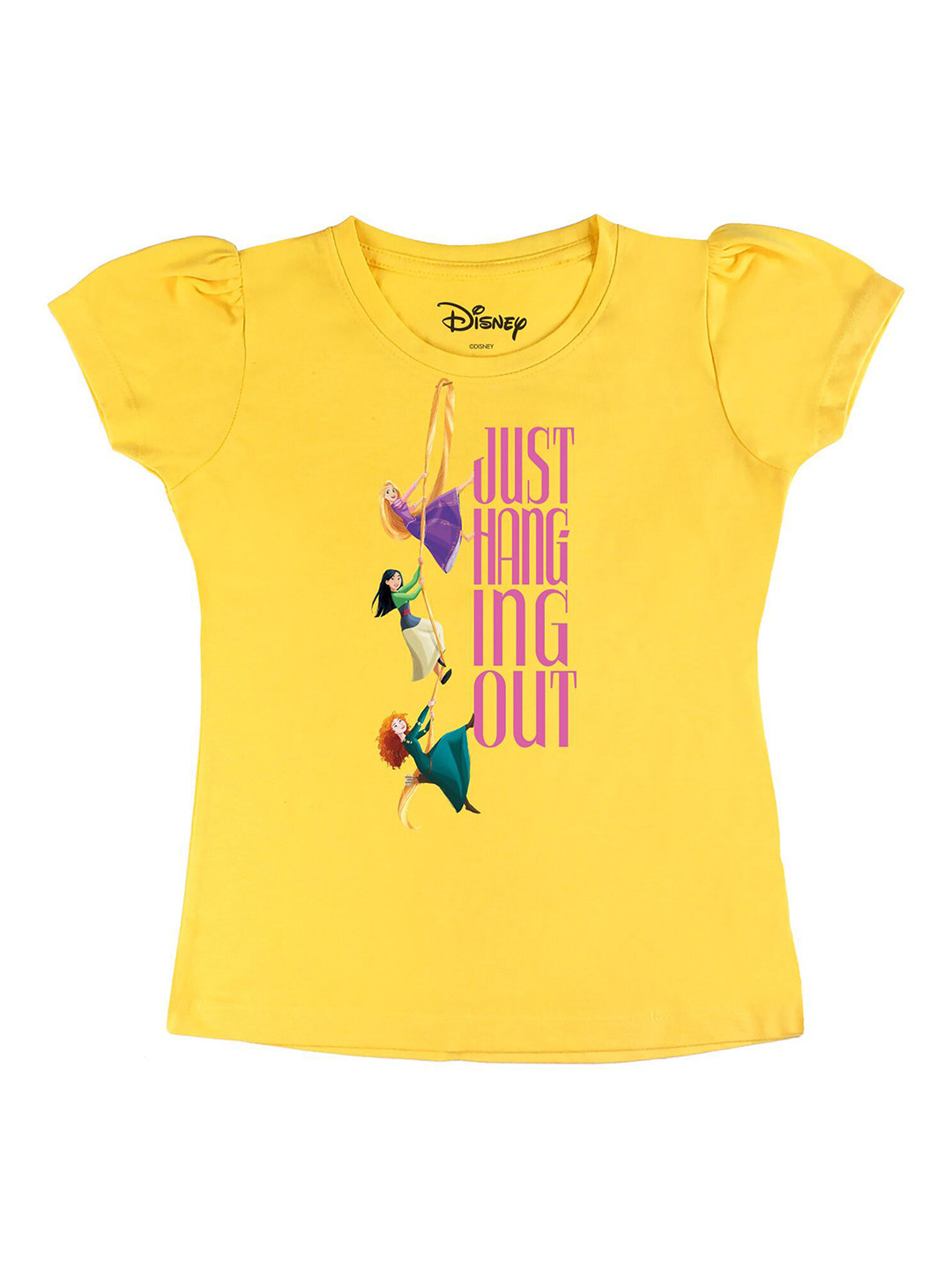 

Disney by Wear Your Mind Girls Yellow Printed T-shirt