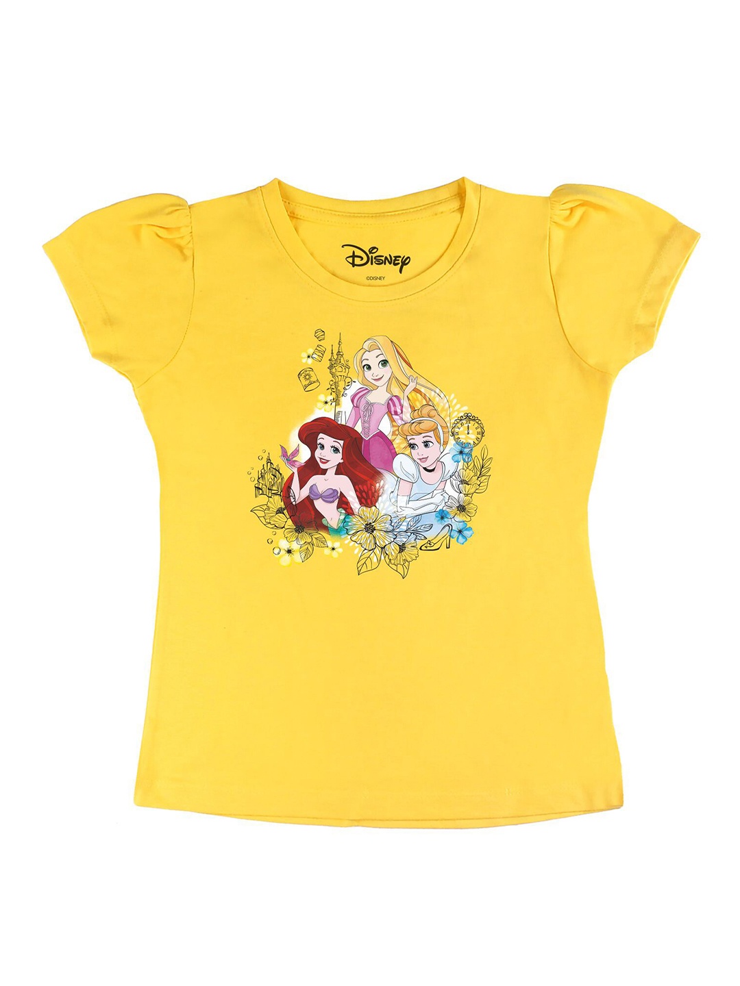 

Disney by Wear Your Mind Girls Yellow Printed T-shirt