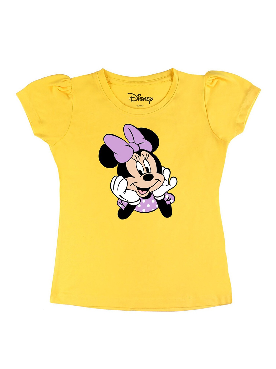 

Disney by Wear Your Mind Girls Yellow Printed Extended Sleeves T-shirt