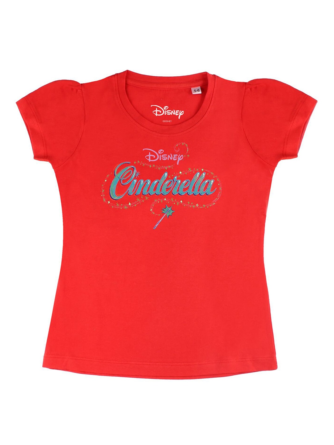 

Disney by Wear Your Mind Girls Red Typography Printed T-shirt