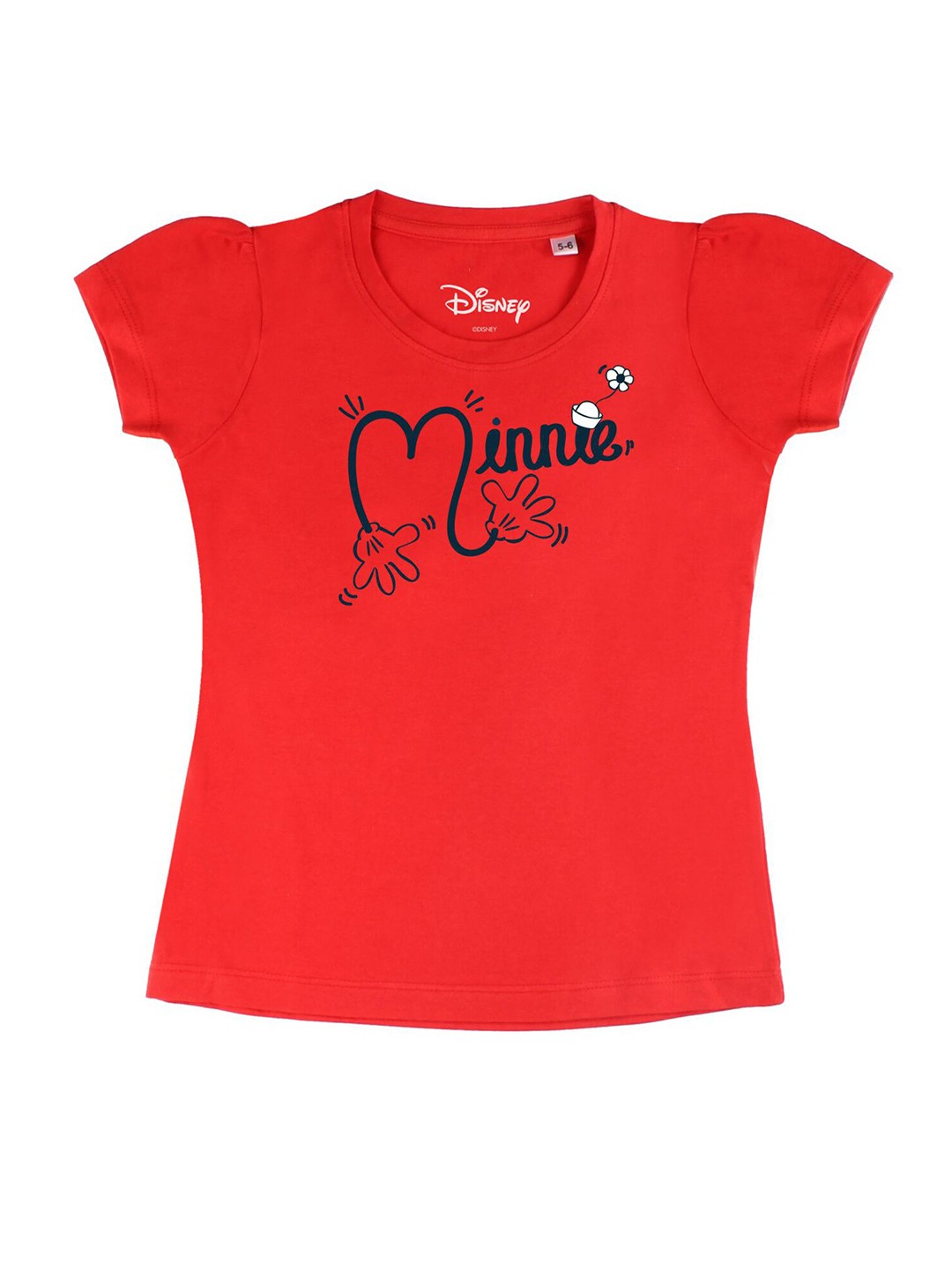 

Disney by Wear Your Mind Girls Red Typography Printed T-shirt