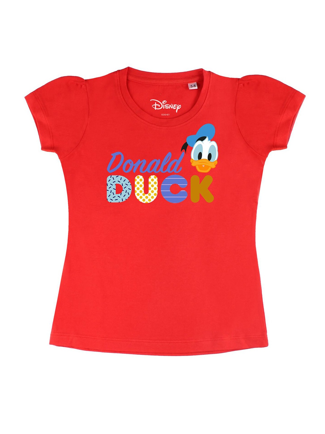 

Disney by Wear Your Mind Girls Red Typography Printed T-shirt