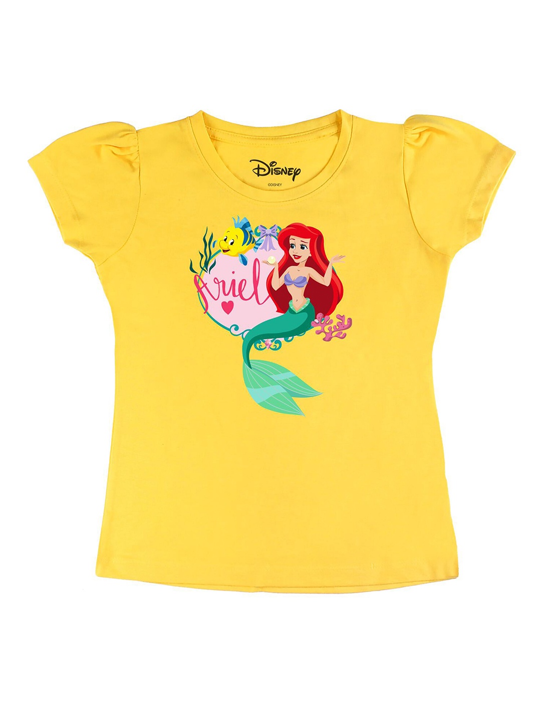 

Disney by Wear Your Mind Girls Yellow Printed T-shirt