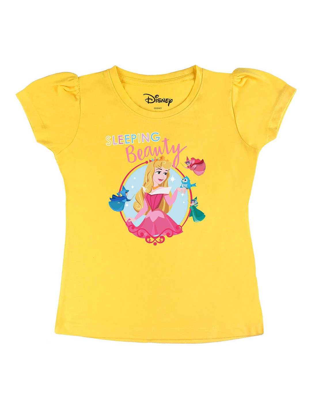 

Disney by Wear Your Mind Girls Yellow Printed T-shirt