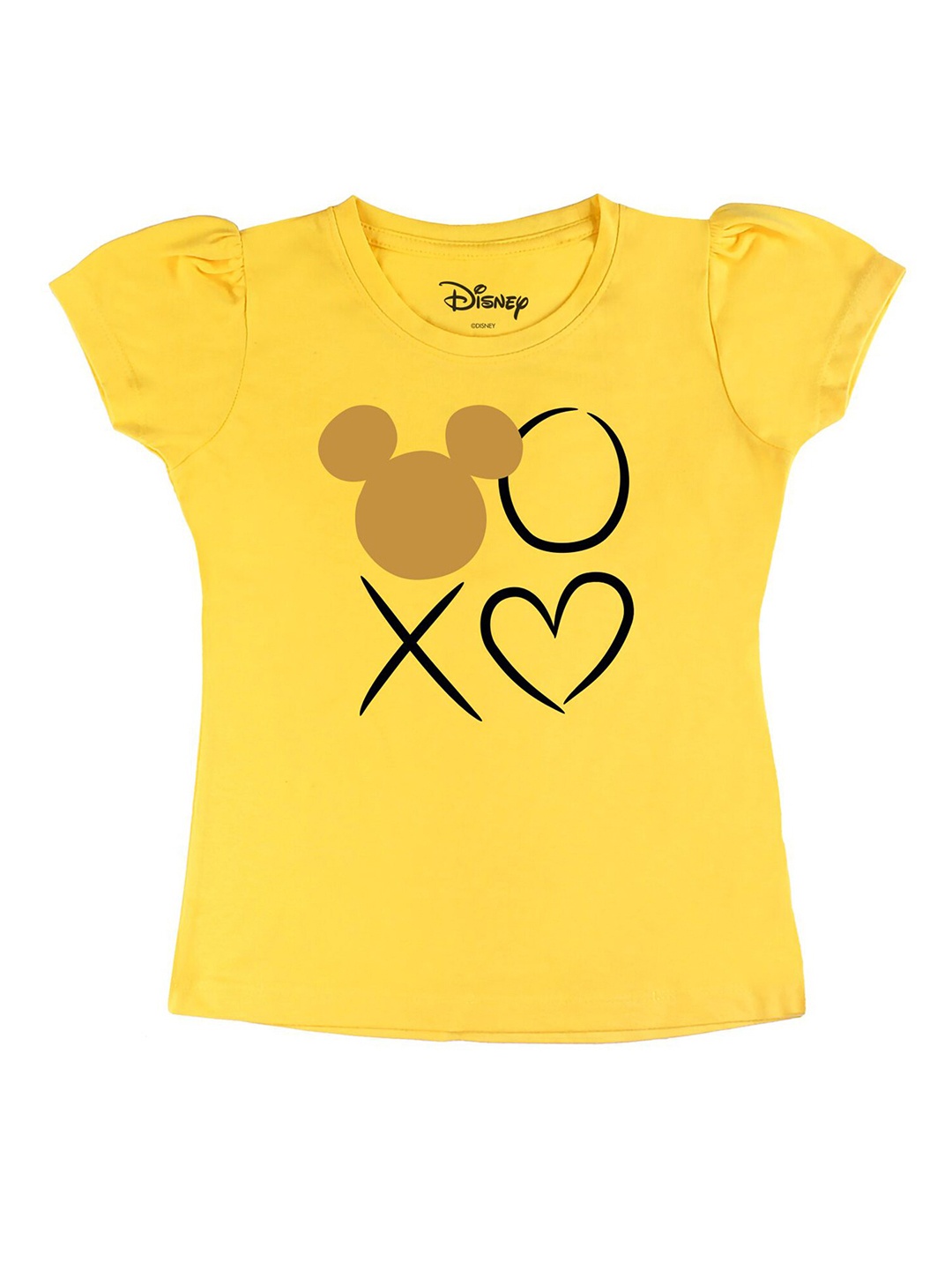 

Disney by Wear Your Mind Girls Yellow Typography Printed T-shirt