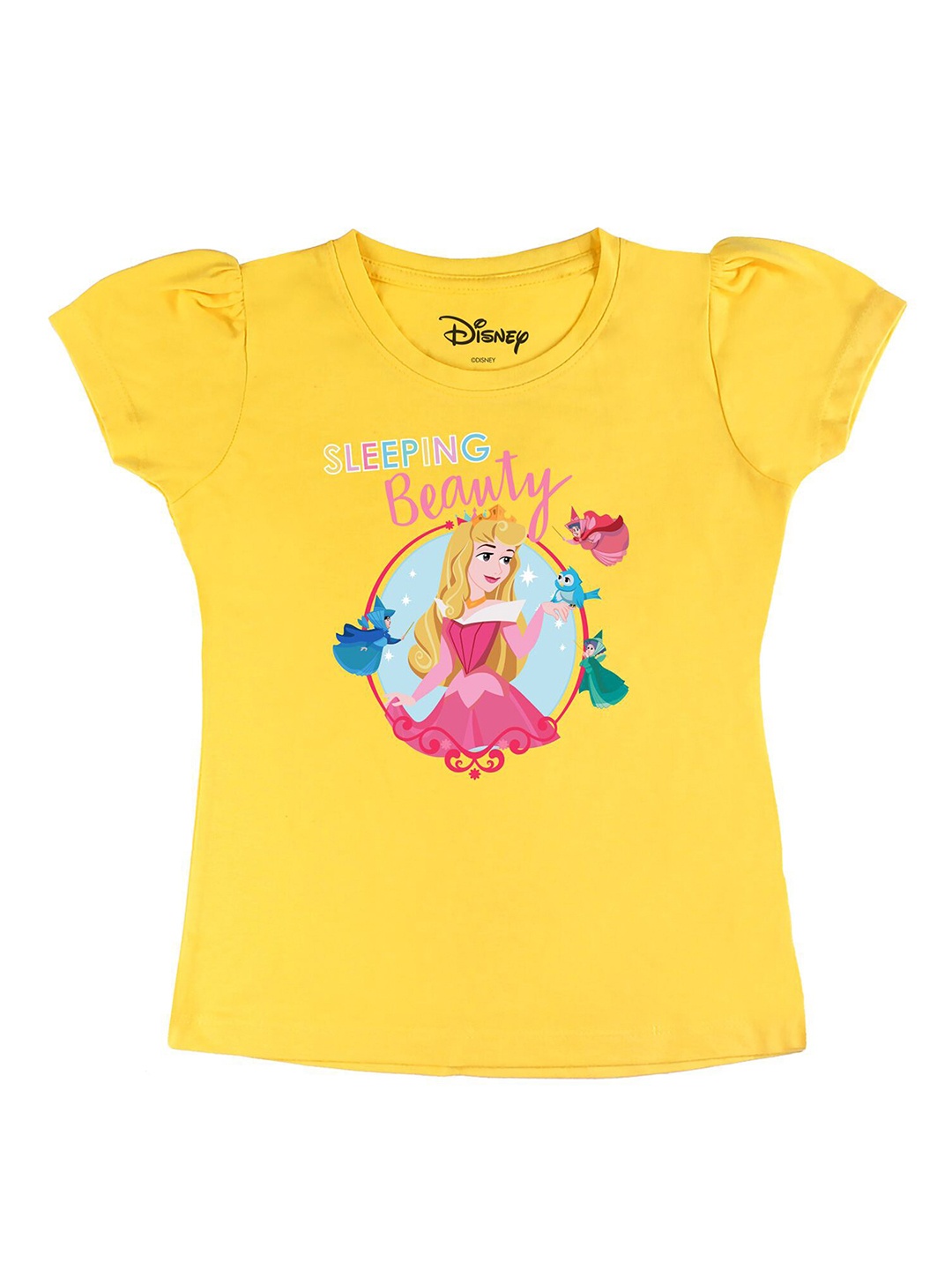 

Disney by Wear Your Mind Girls Yellow Printed T-shirt