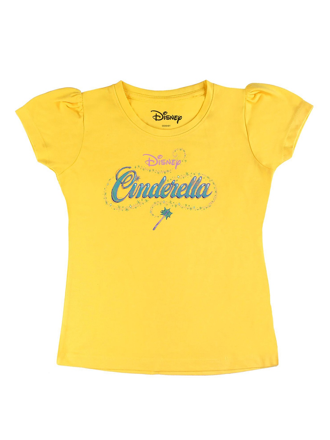 

Disney by Wear Your Mind Girls Yellow Printed Cotton Pure Cotton T-shirt