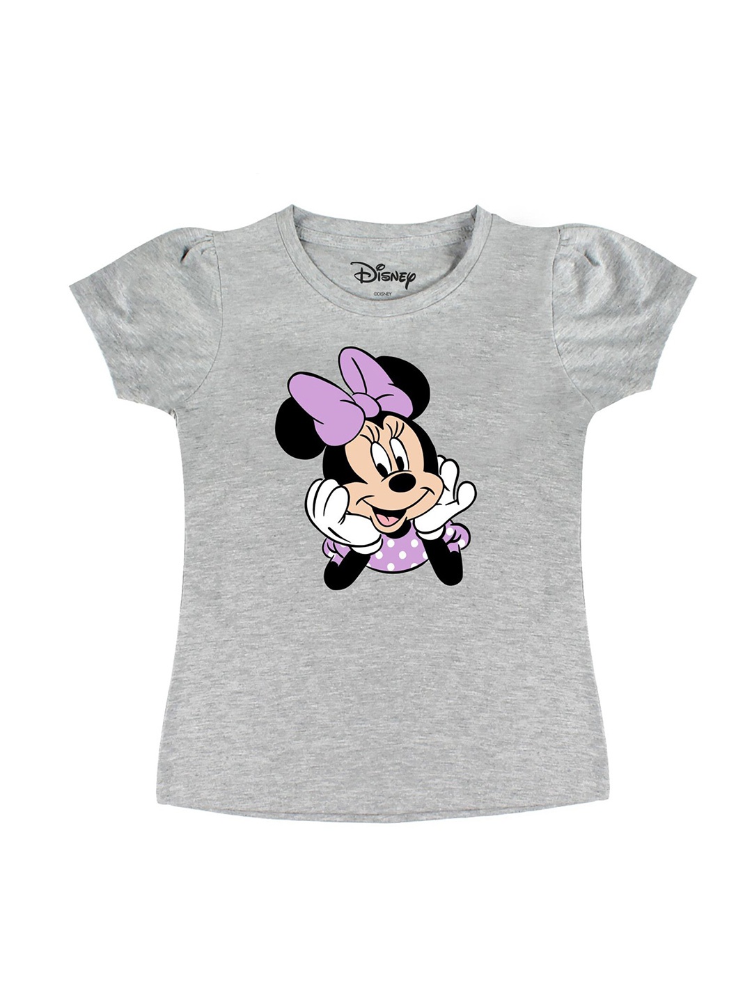 

Disney by Wear Your Mind Girls Grey Minnie Mouse Printed Cotton Pure Cotton T-shirt