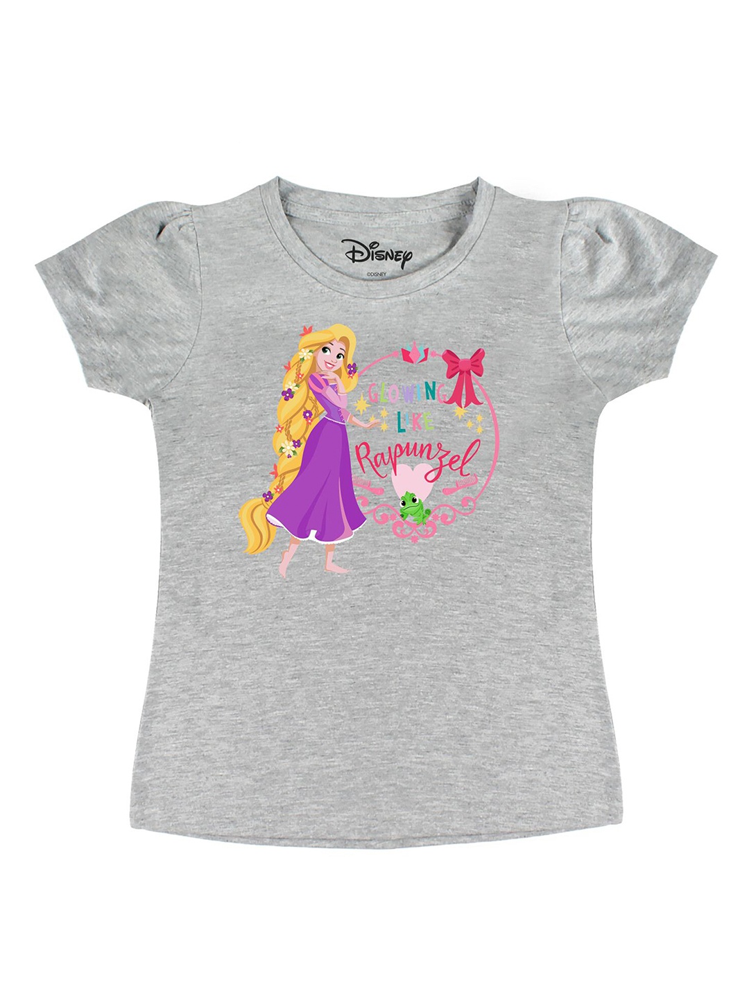 

Disney by Wear Your Mind Girls Grey Rapunzel Printed Cotton Pure Cotton T-shirt