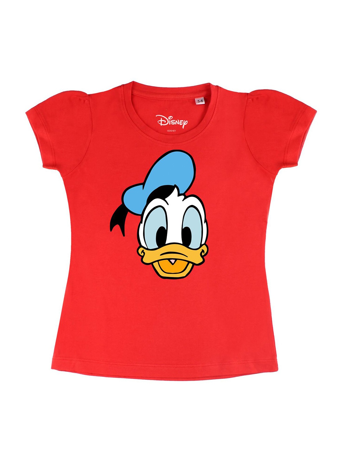 

Disney by Wear Your Mind Girls Red White Donald Duck Printed Pure Cotton T-shirt