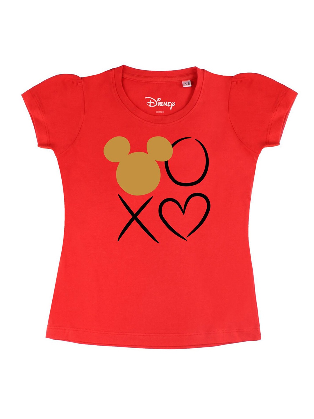 

Disney by Wear Your Mind Girls Red Mickey Mouse Printed Cotton Pure Cotton T-shirt