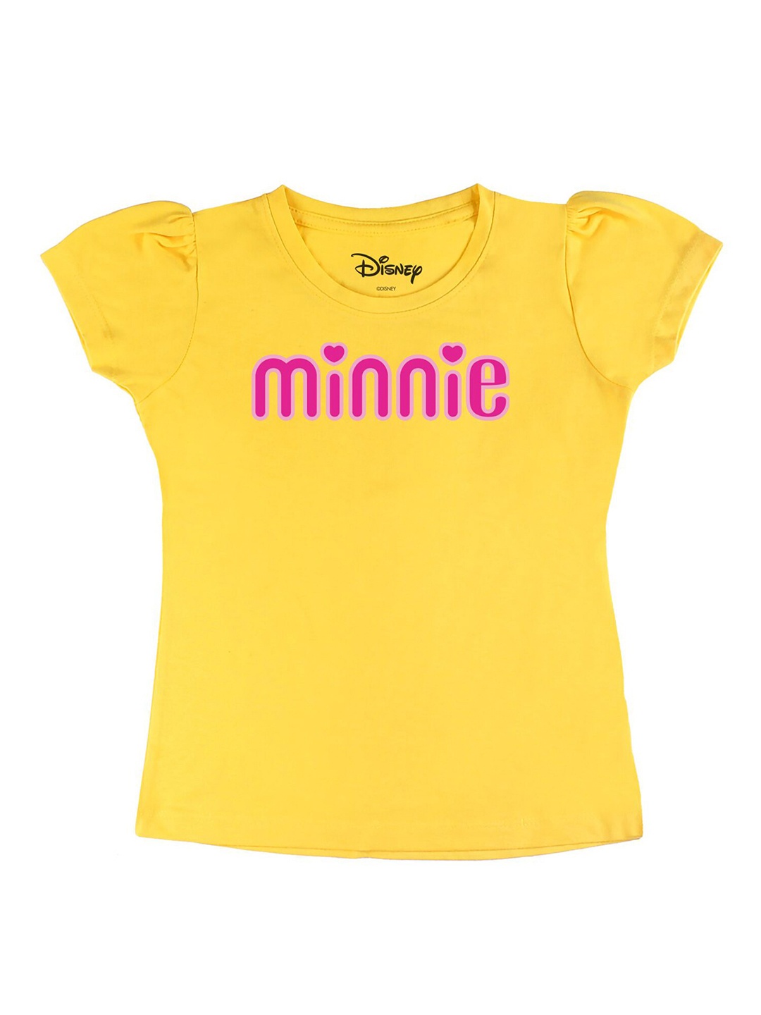

Disney by Wear Your Mind Girls Yellow Typography Cotton Pure Cotton T-shirt