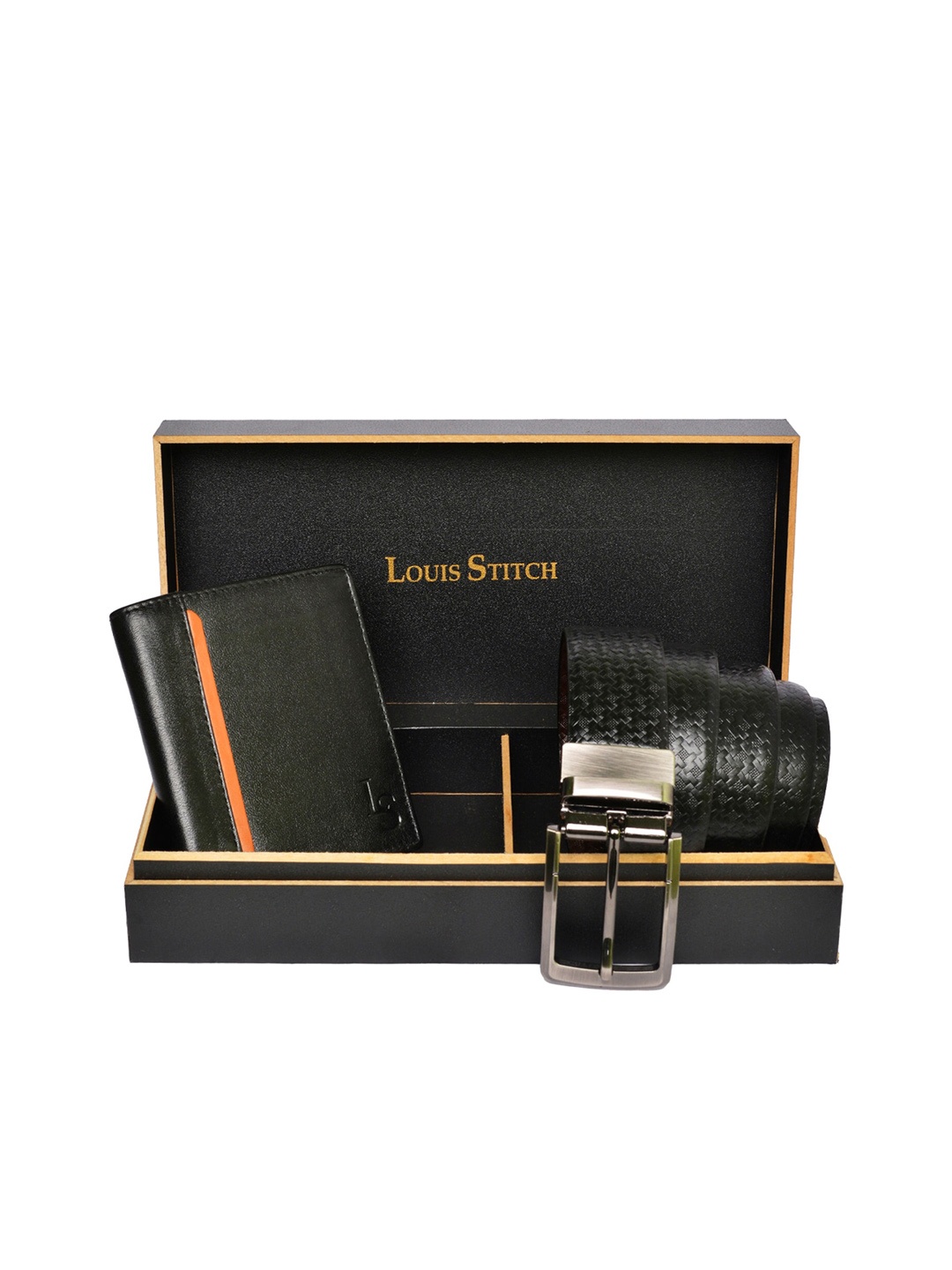 

LOUIS STITCH Men Black Genuine Leather Accessory Gift Set