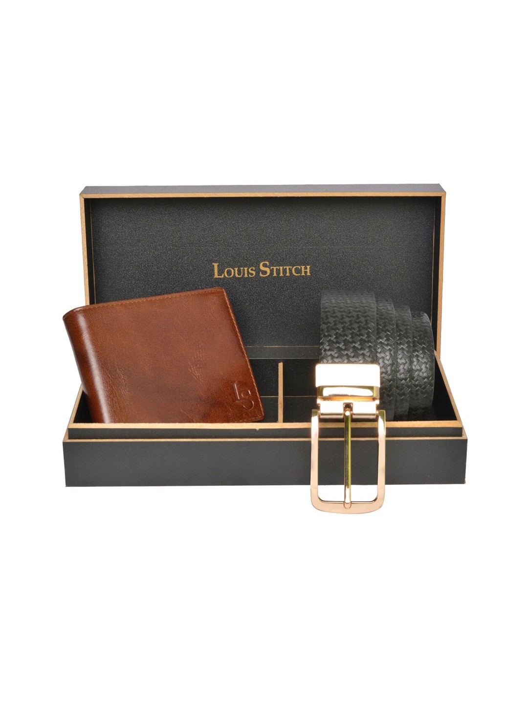 

LOUIS STITCH Men Genuine Leather Accessory Gift Set, Brown