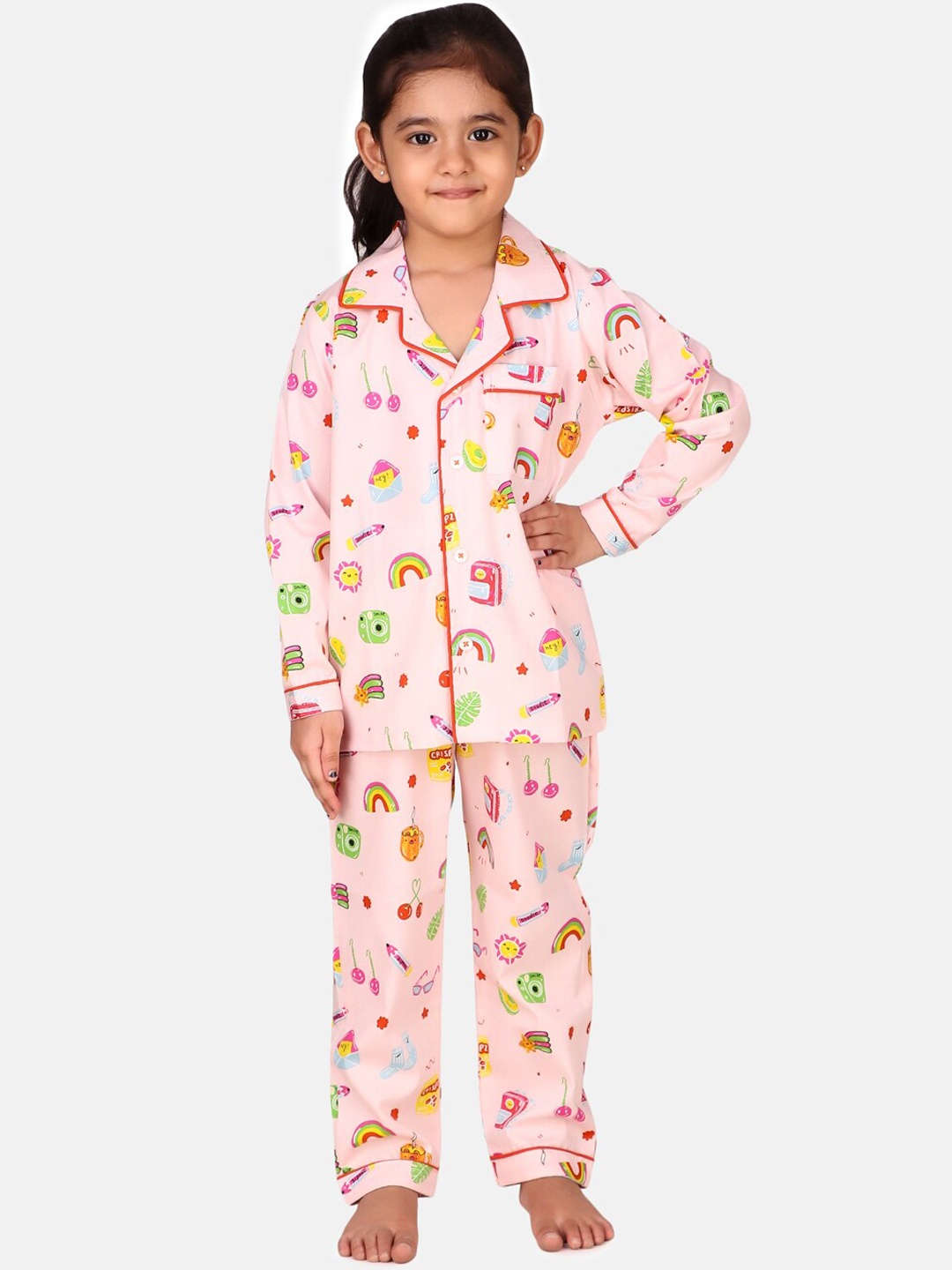 

Hippodrome Kids Pink & Red Printed Night suit