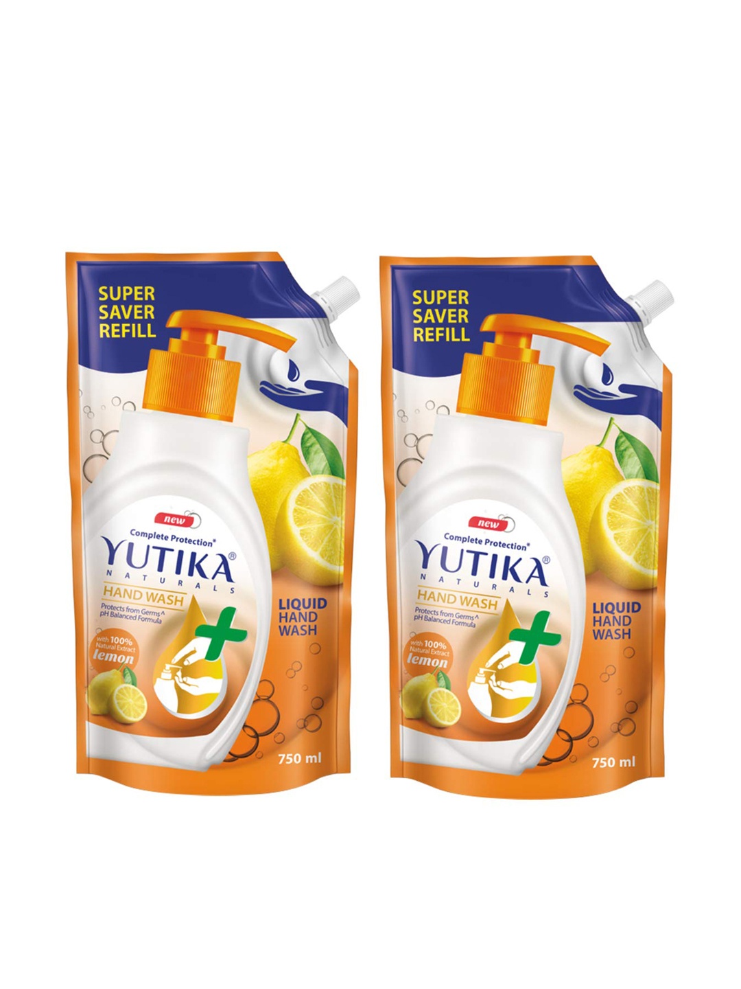 

YUTIKA Pack of 2 Naturals Complete Protection Lemon Hand Wash 750ml, Yellow