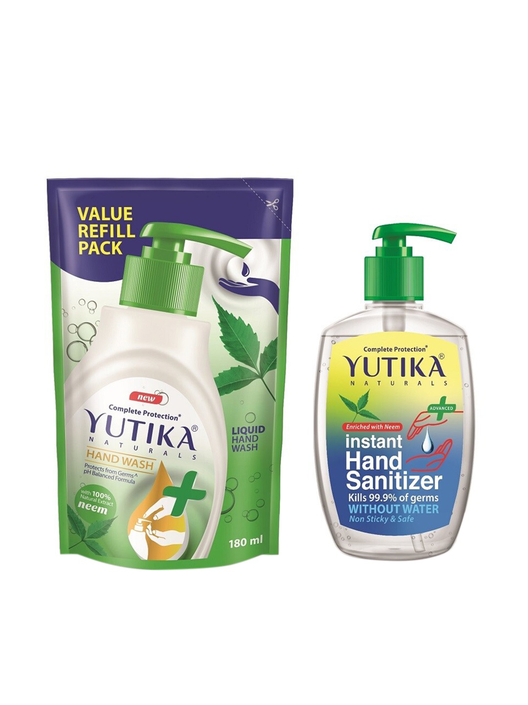 

YUTIKA 180ML Neem Hand Wash Comes With Instant 200ML Hand Sanitizer Combo Pack, Green