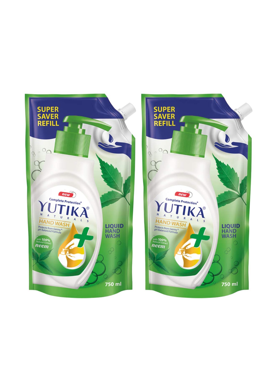 

YUTIKA Pack of 2 Neem Handwash Liquid Soap Pump Dispenser, 200ml, Green