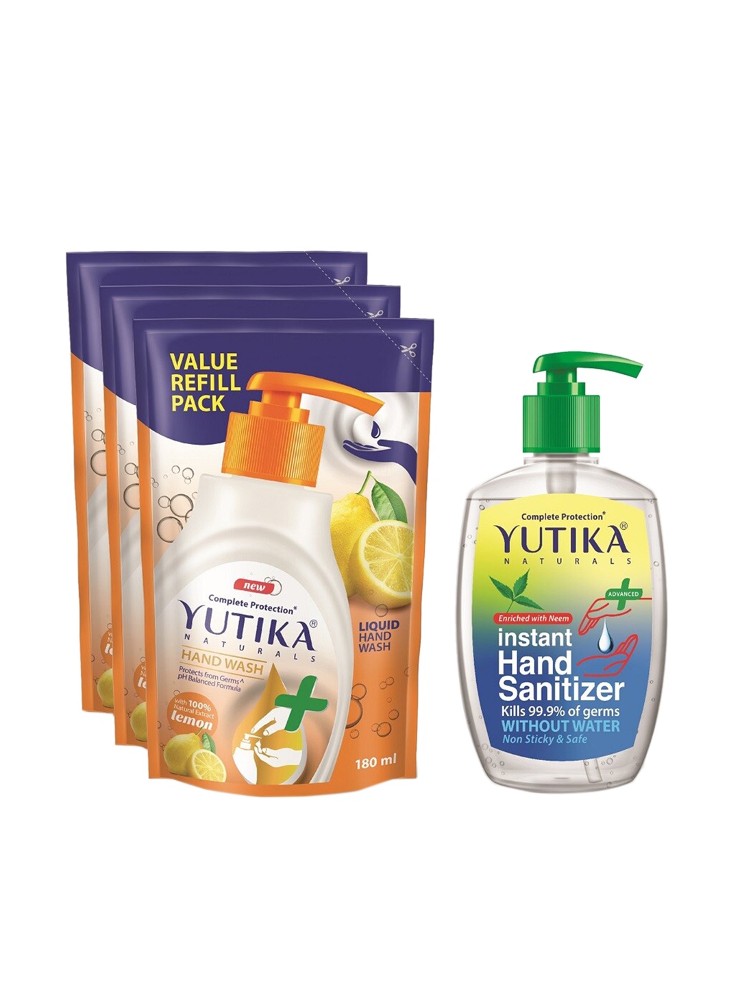 

YUTIKA Unisex Pack of 3 Lemon Hand Wash 180ML & 200ML Hand Sanitizer, Yellow