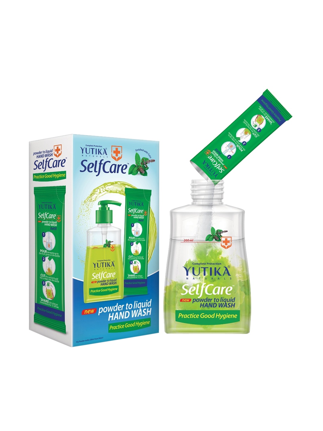 

YUTIKA Hand Wash Neem & Tulsi Combo Pack with 10 Refill Pack of 9gm Each, Green