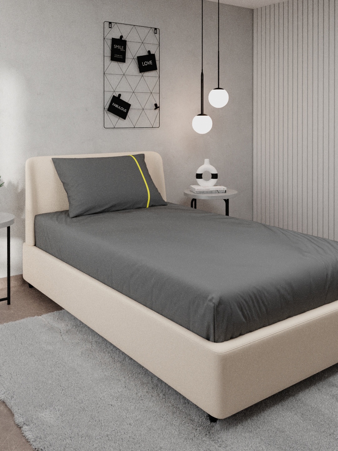 

Stoa Paris Grey Solid 144 TC Pure Cotton Single Bedsheet With 1 Pillow Covers