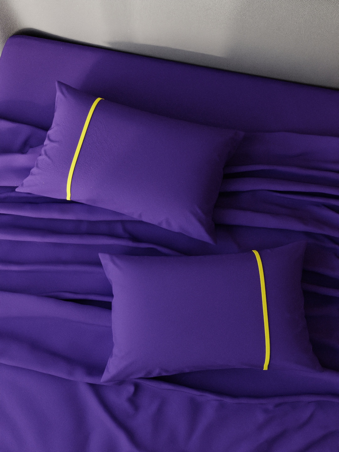 

Stoa Paris Set Of 2 Violet & Yellow Solid Pure Cotton 144 TC Pillow Covers