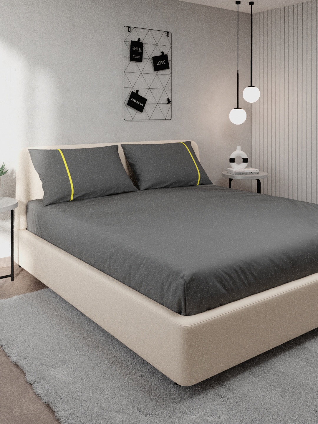 

Stoa Paris Grey Solid 144 TC Pure Cotton Queen Size Bedsheet With 2 Pillow Covers