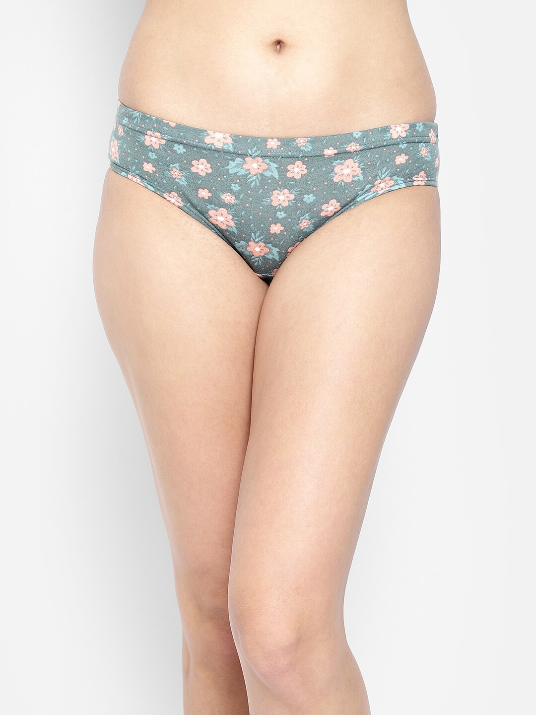 

Clovia Women Teal Green & Pink Floral Printed Cotton Hipster Briefs PN3076T173XL