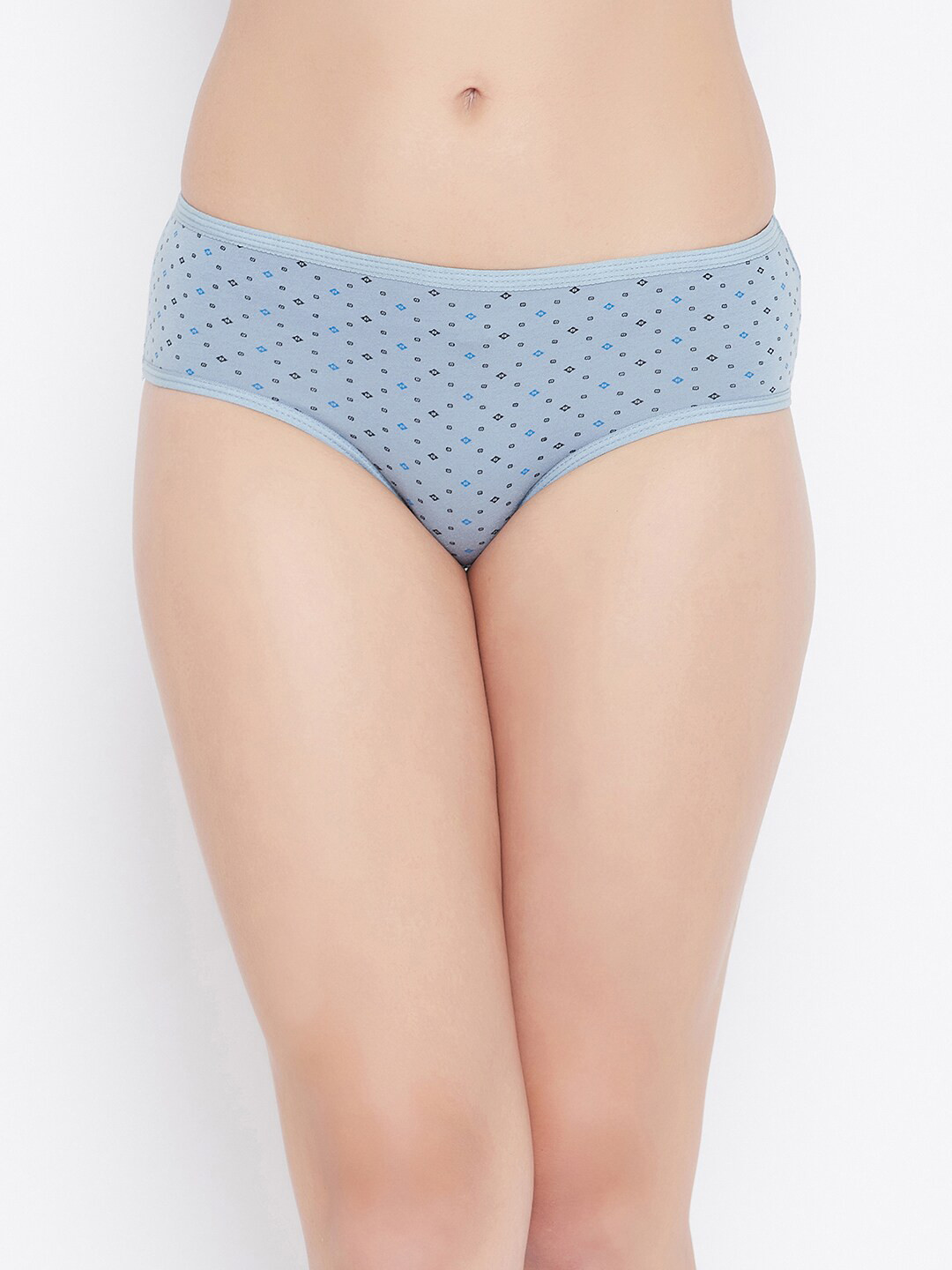 

Clovia Women Blue & Black Printed Cotton Hipster Brief PN3464T033XL