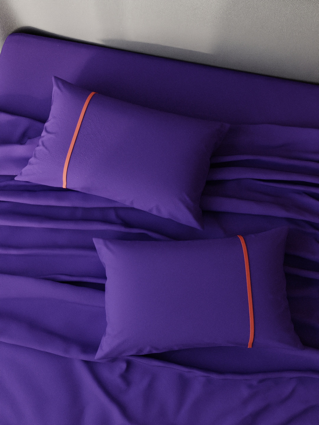 

Stoa Paris Set Of 2 Violet & Peach-Coloured Solid 144 TC Pure Cotton Pillows Covers