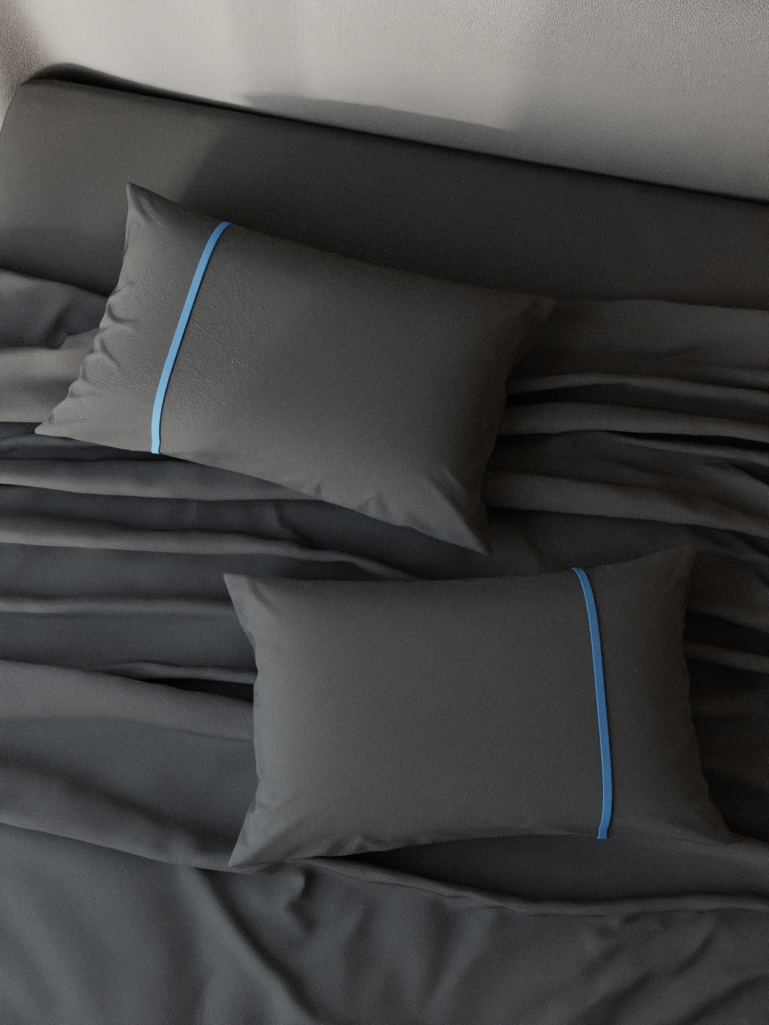 

Stoa Paris Set Of 2 Grey and Sky Blue 144 TC Pure Cotton Pillow Cover