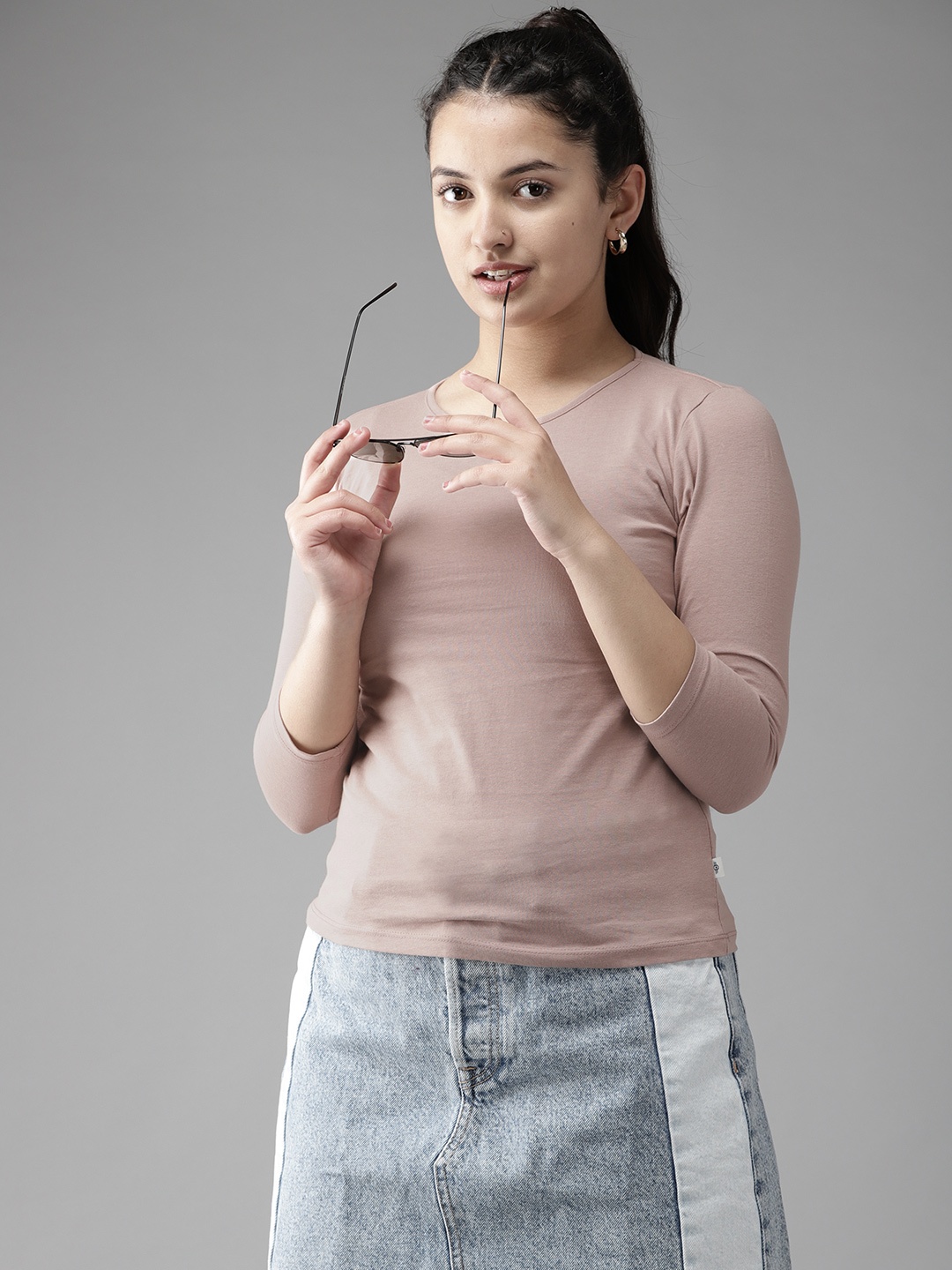

UTH by Roadster Girls Dusty Pink Cotton T-shirt