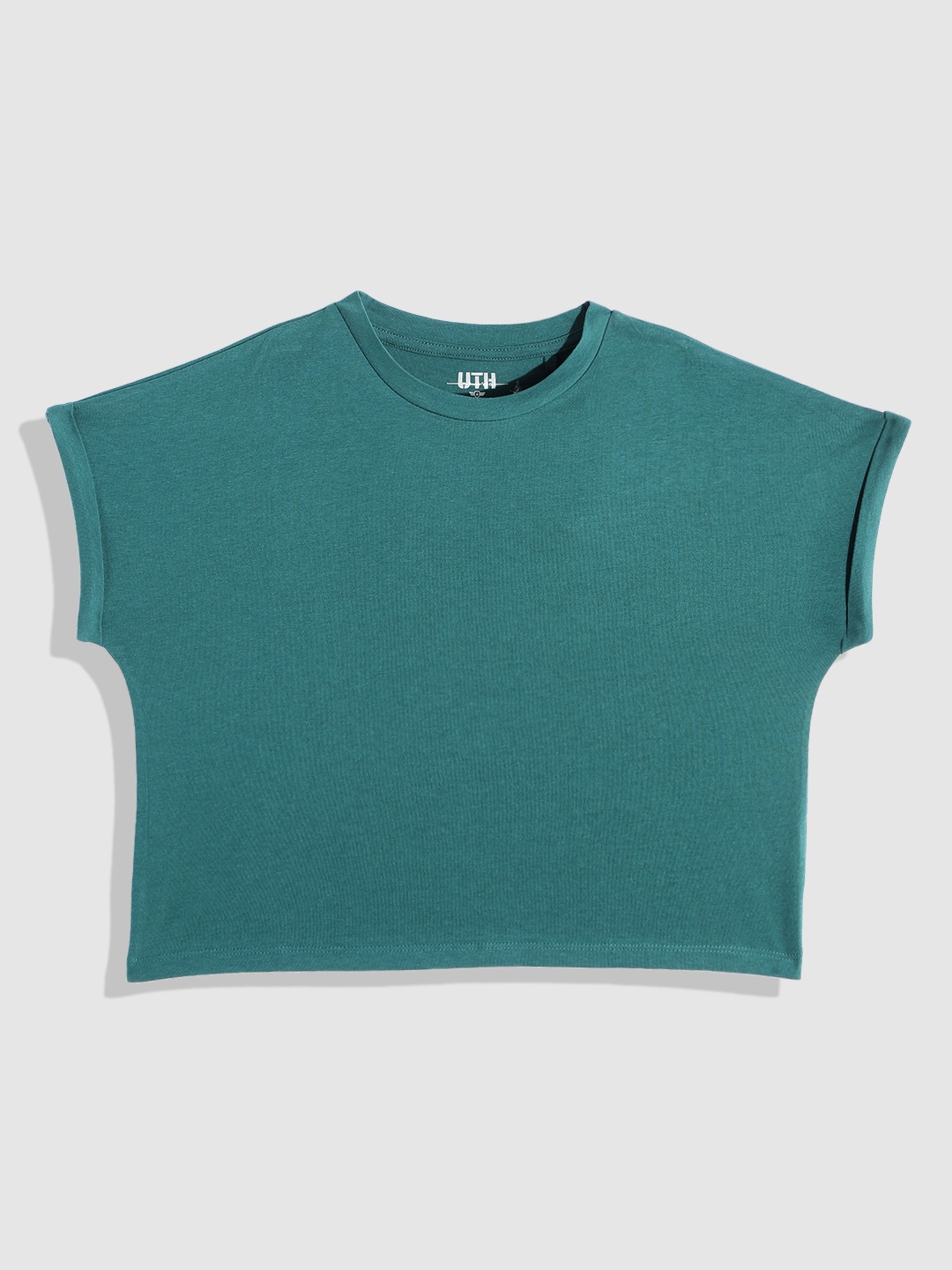 

UTH by Roadster Girls Green Extended Sleeves Pure Cotton T-shirt