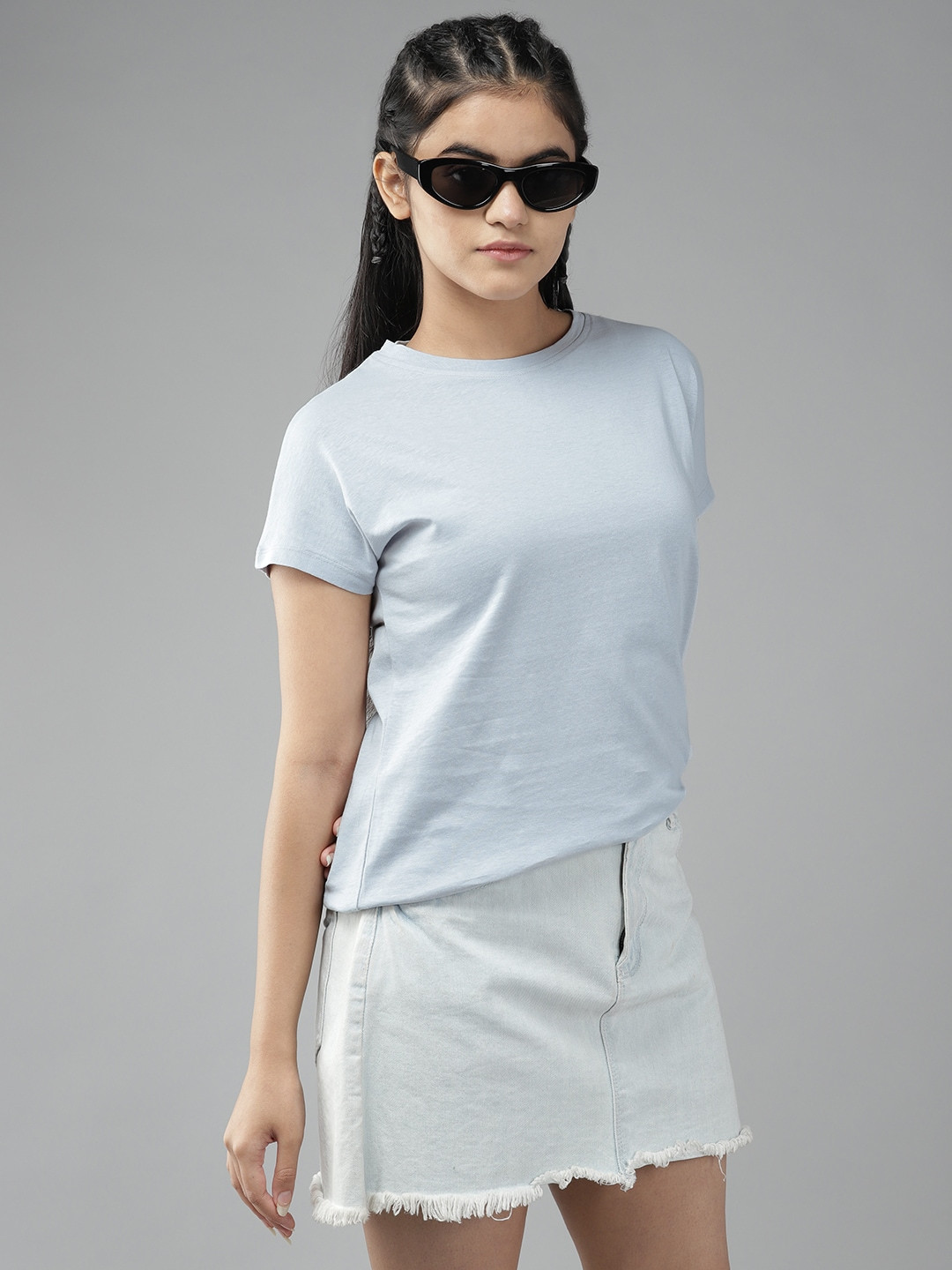

UTH by Roadster Girls Blue Extended Sleeves Pure Cotton T-shirt