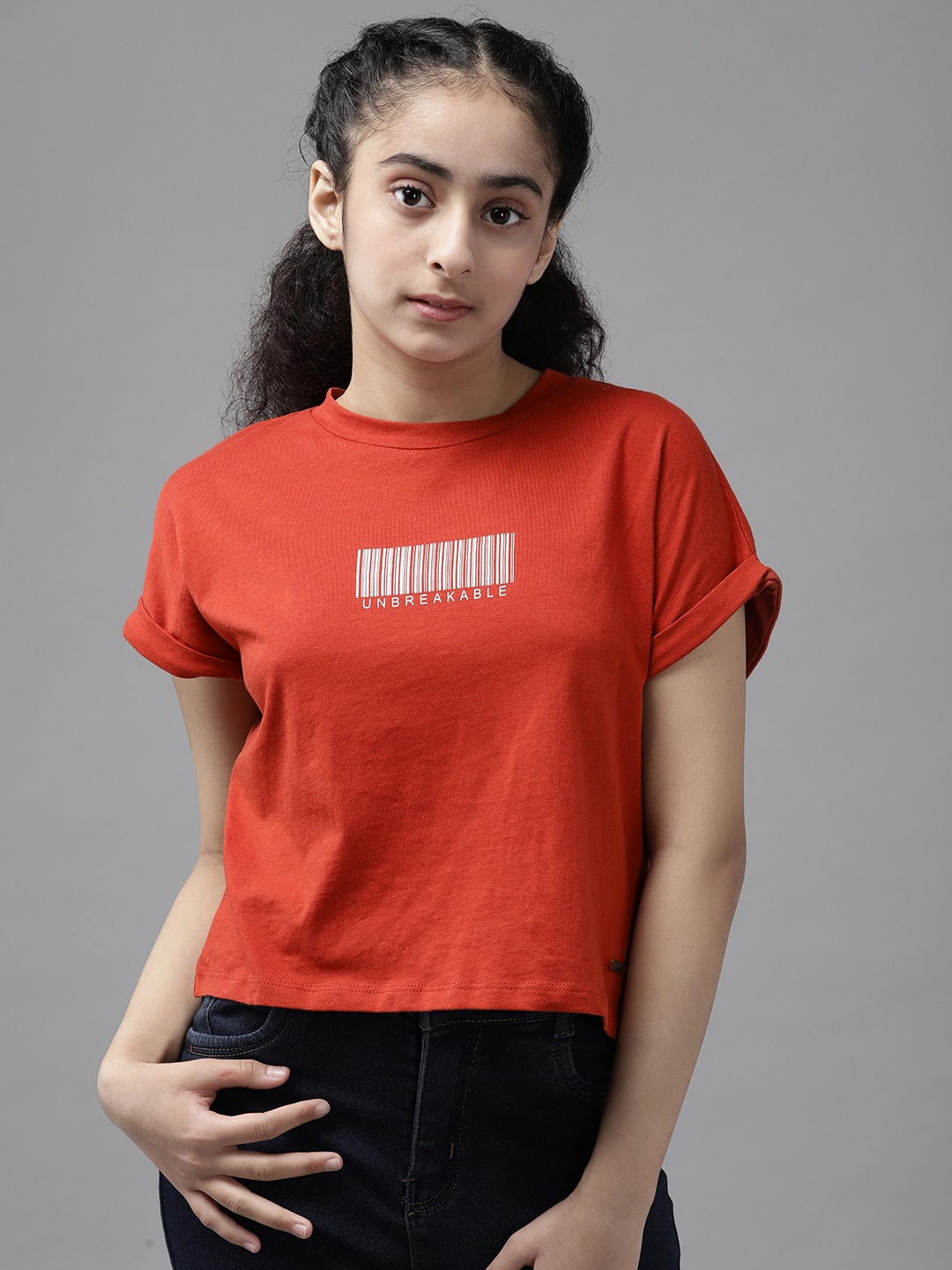 

UTH by Roadster Girls Rust Red Striped Detail T-shirt