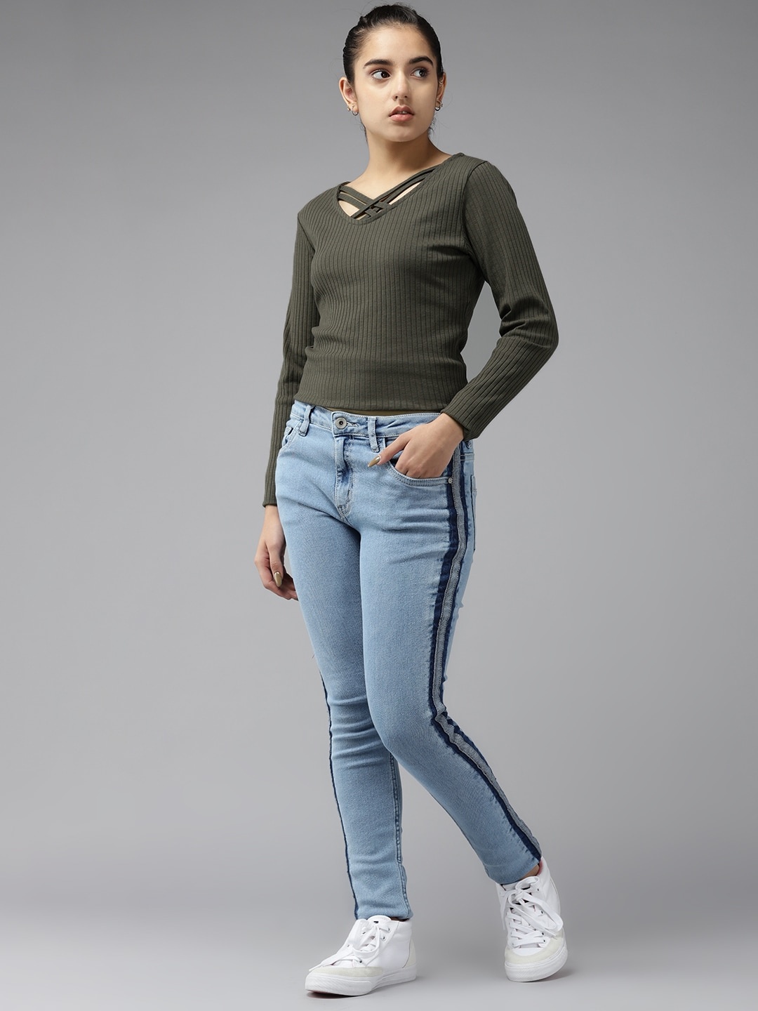 

UTH by Roadster Girls Olive Green Ribbed Top