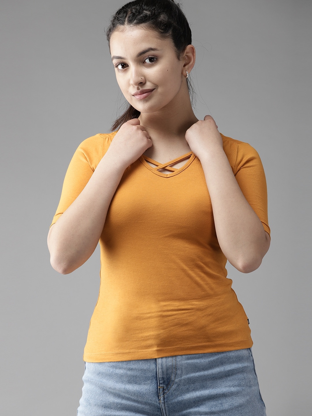 

UTH by Roadster Girls Mustard Yellow Cotton Top