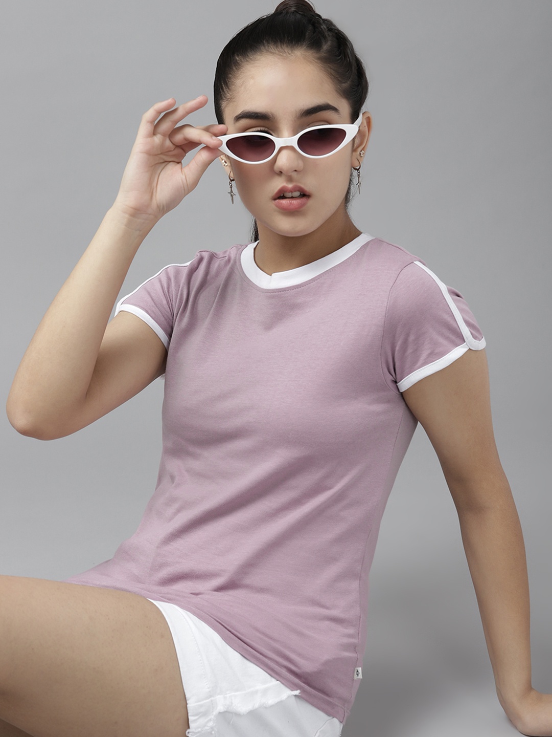 

UTH by Roadster Girls Lavender Pure Cotton T-shirt