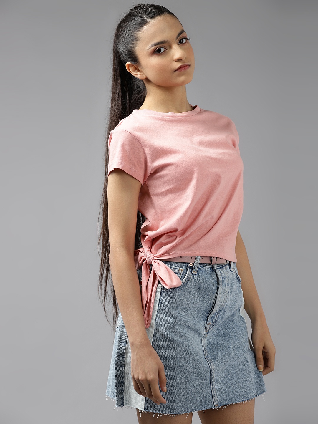 

UTH by Roadster Girls Pink Solid Pure Cotton Top
