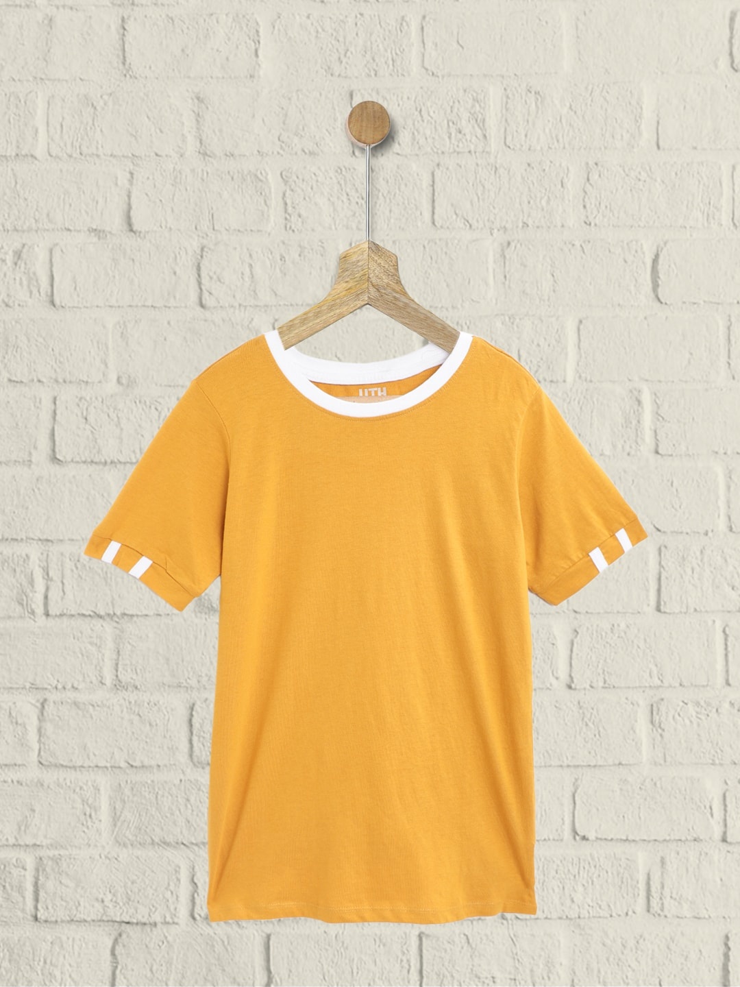 

UTH by Roadster Girls Mustard Yellow Cotton Solid T-shirt