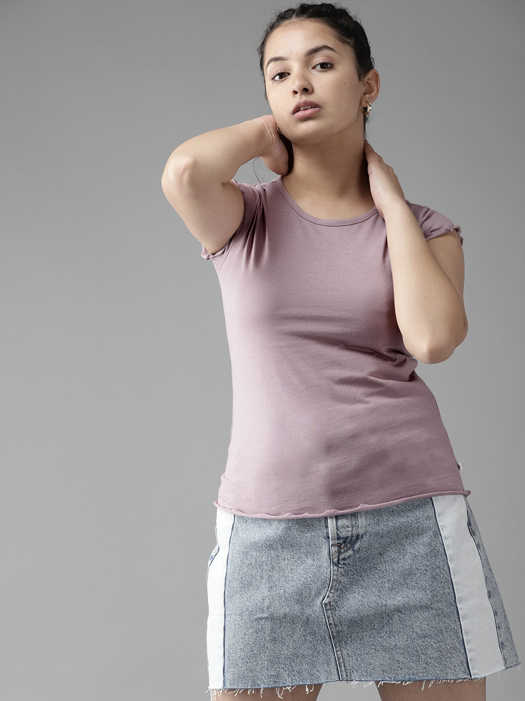 

UTH by Roadster Girls Lavender Solid Cotton Top