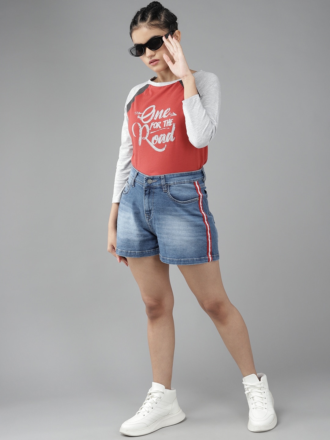 

UTH by Roadster Girls Rust & Grey Pure Cotton Typography Print T-shirt