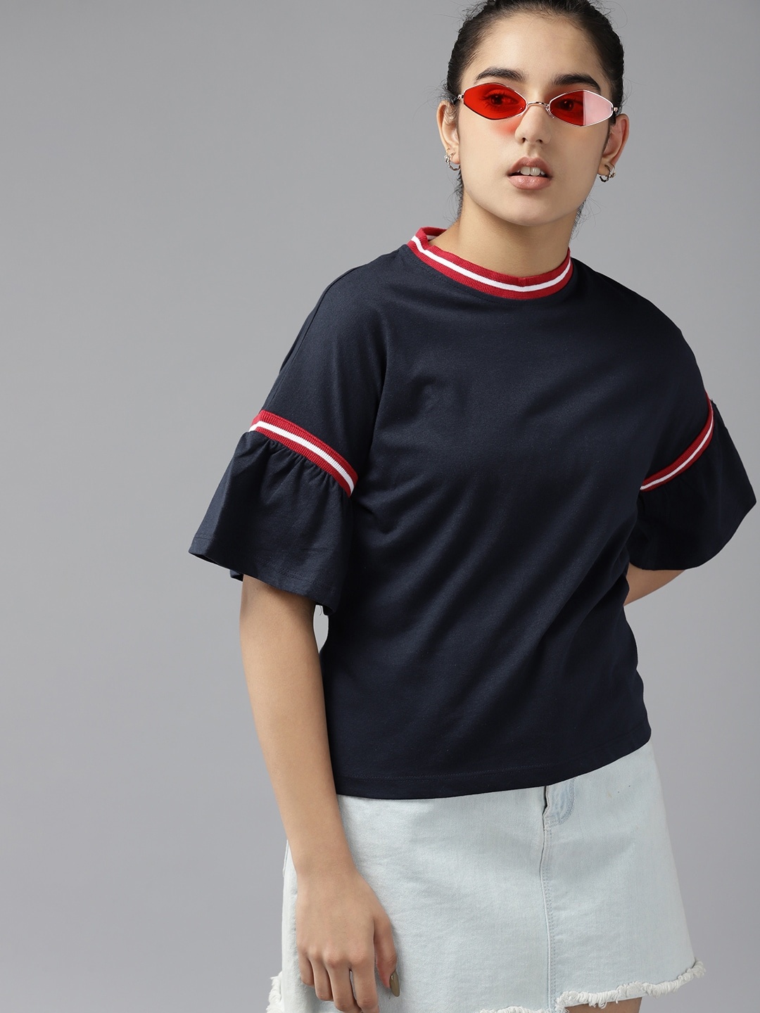 

UTH by Roadster Girls Navy Blue Solid Top