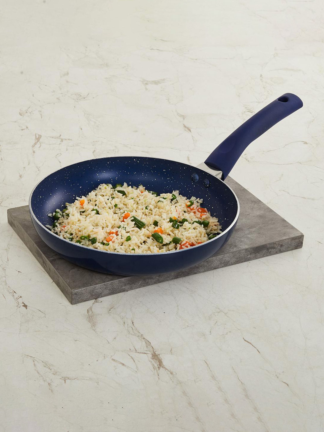 

Home Centre Navy Blue & White Textured Aluminum Frying Pan